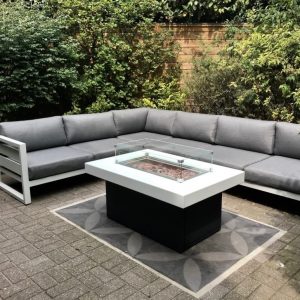 Vuurtafel, Fire Pit Table, Table à Feu, Feuertisch aluminium SKY - rechthoek - wit-zwart