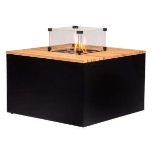Easyfires cube vuurtafel zwart - brandende haard met glasombouw dicht