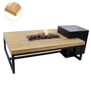 Enjoyfires vuurtafel Ambiance rechthoek zwart-teak 120x80x35 cm