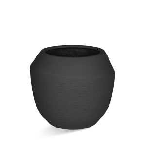 Ronde organische polyester plantenbak in de kleur earth - grove structuur