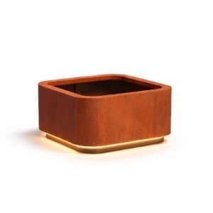 Cortenstaal plantenbak 100x100x60 cm | Enjoyplanters | Curve | Led-verlichting