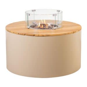 Easyfires | Vuurtafel Circle | Hardhout & Aluminium | Rond sandy beige | Ø90 cm