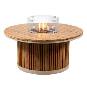 Enjoyfires | Vuurtafel Mallorca | Teak en Aluminium | Ø110 cm
